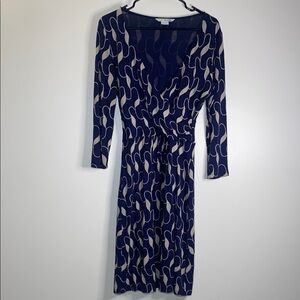 Boden Blue Sheath Dress Long Sleeve Scoop Neck